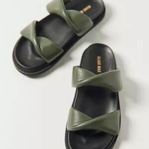 Alias Mae Australia Paris Slide Sandals Olive Twisted Leather NWOT Sz 41/US 10